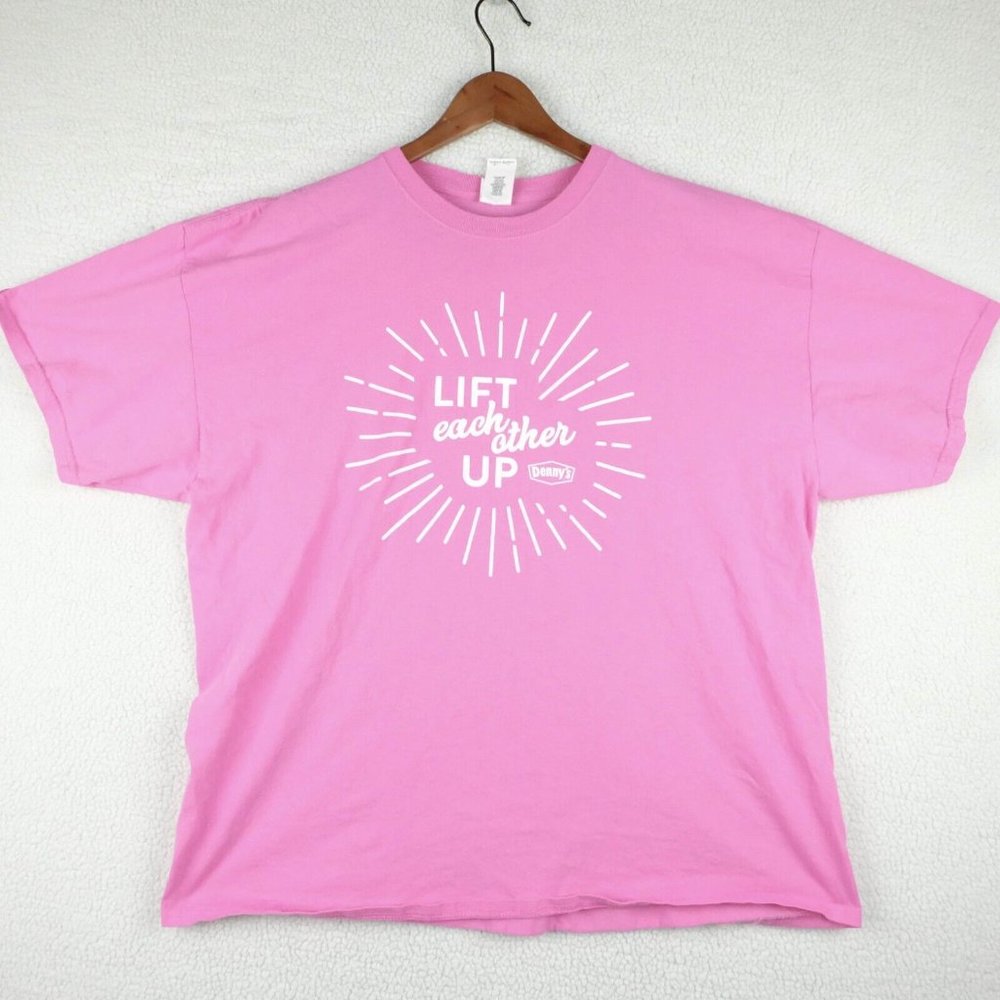 Dennys T Shirt Womens 2XL XXL Pink Short Sleeve Crew Neck Workwear Colorful